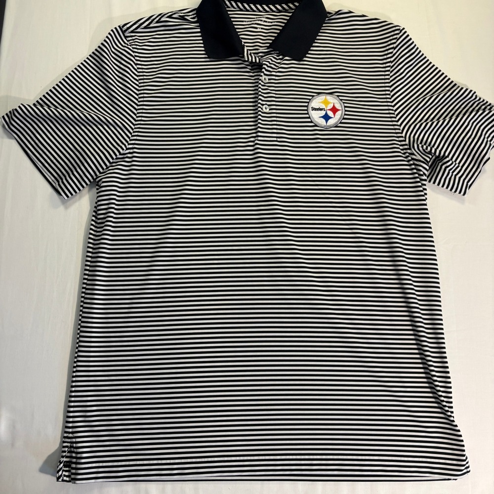 Vineyard Vines Pittsburgh Steelers Polo Shirt Mens Medium Striped Black White